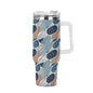 Cool Touch 40oz Stainless Steel Tumbler Gift With White Handle and Straw - DeRose Seasonal
