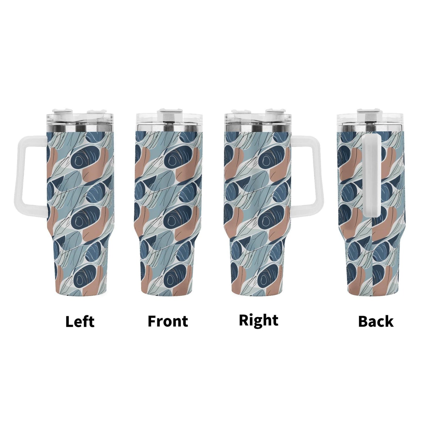 Cool Touch 40oz Stainless Steel Tumbler Gift With White Handle and Straw - DeRose Seasonal