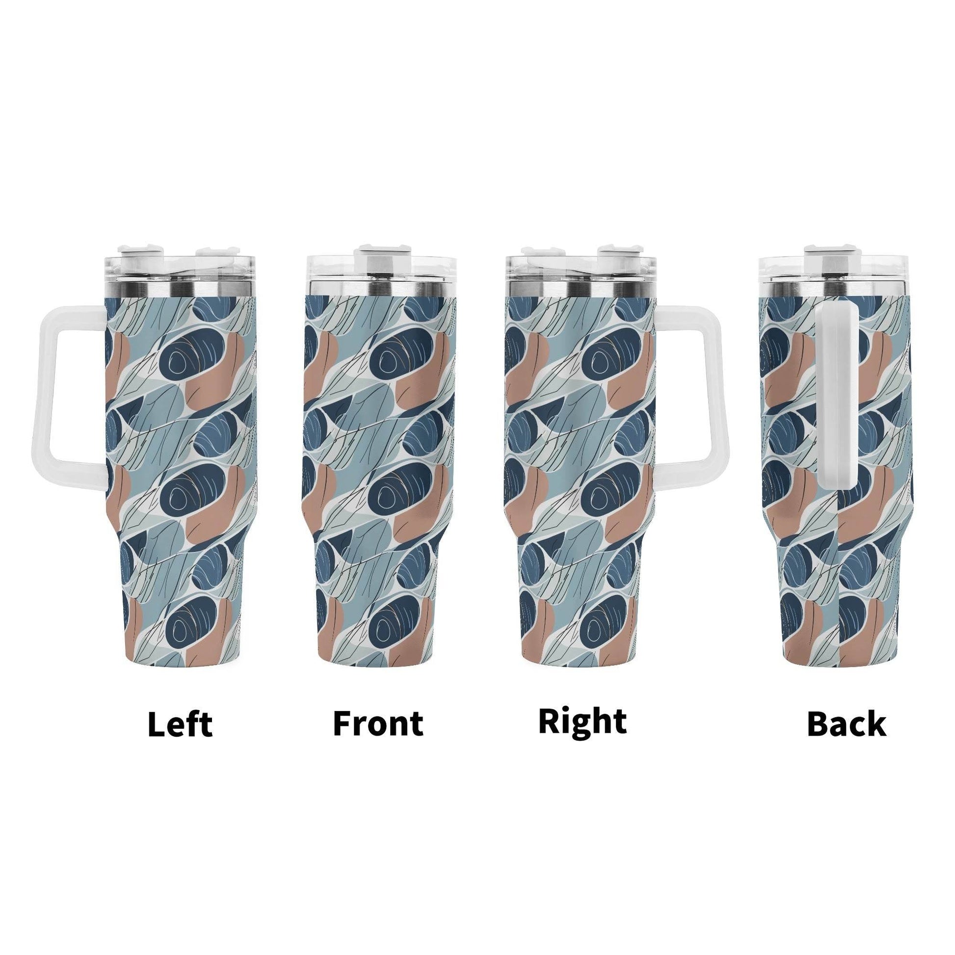 Cool Touch 40oz Stainless Steel Tumbler Gift With White Handle and Straw - DeRose Seasonal