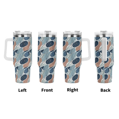Cool Touch 40oz Stainless Steel Tumbler Gift With White Handle and Straw - DeRose Seasonal