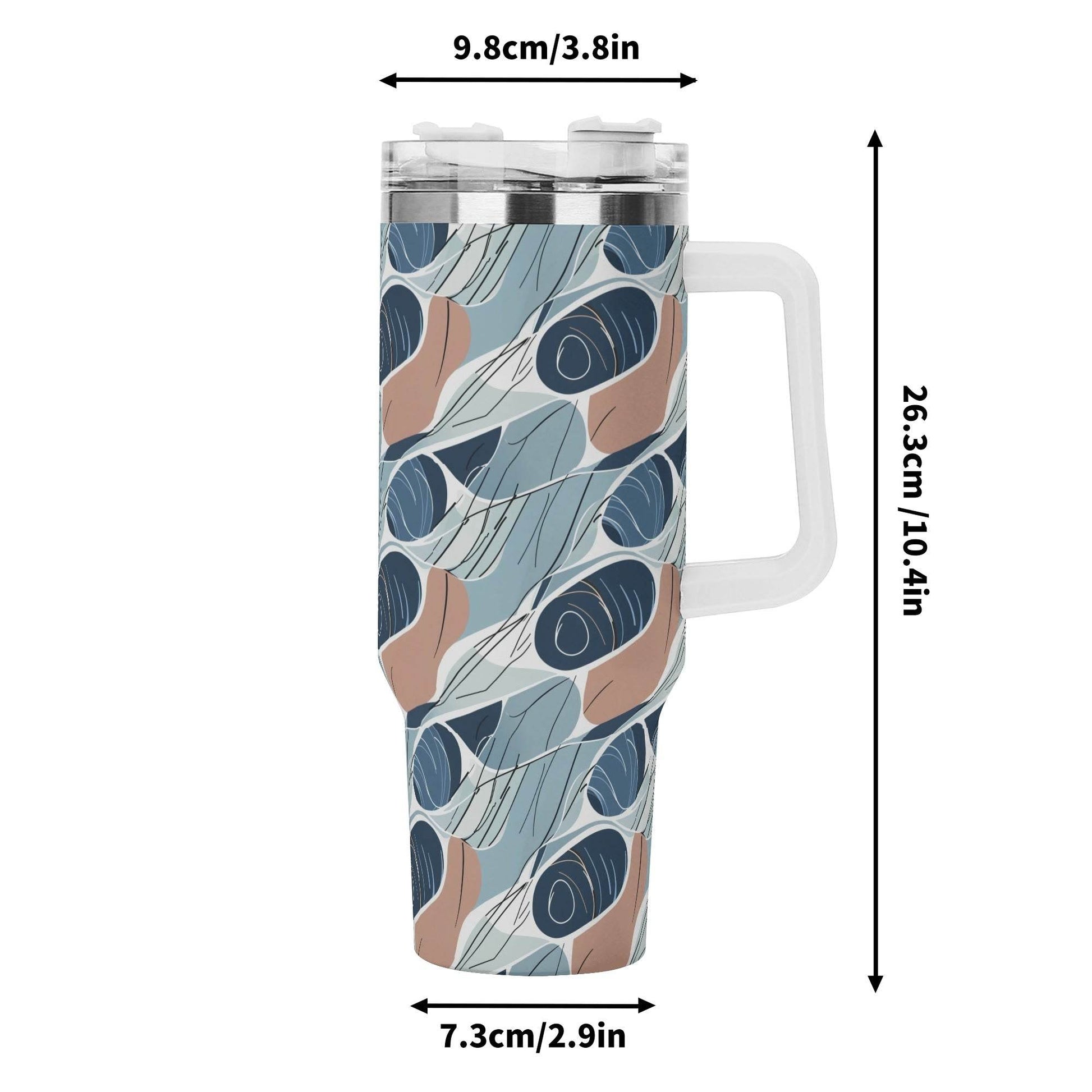 Cool Touch 40oz Stainless Steel Tumbler Gift With White Handle and Straw - DeRose Seasonal