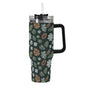 Snowflake Pine 40oz Stainless Steel Tumbler Gift With Black Handle and Straw - DeRose Seasonal
