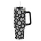 Black and White Ornament 40oz Stainless Steel Tumbler Gift With Black Handle and Straw - DeRose Seasonal