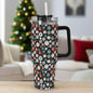 Colorful Ornament 40oz Stainless Steel Tumbler Gift With Black Handle and Straw - DeRose Seasonal