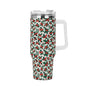 Holly Bow 40oz Stainless Steel Tumbler Gift With White Handle and Straw - DeRose Seasonal