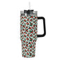 Holly Bow 40oz Stainless Steel Tumbler Gift With Black Handle and Straw - DeRose Seasonal