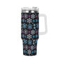 Party Snowflake 40oz Stainless Steel Tumbler Gift With White Handle and Straw - DeRose Seasonal