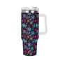 Colorful Party Snowflake 40oz Stainless Steel Tumbler Gift With White Handle and Straw - DeRose Seasonal