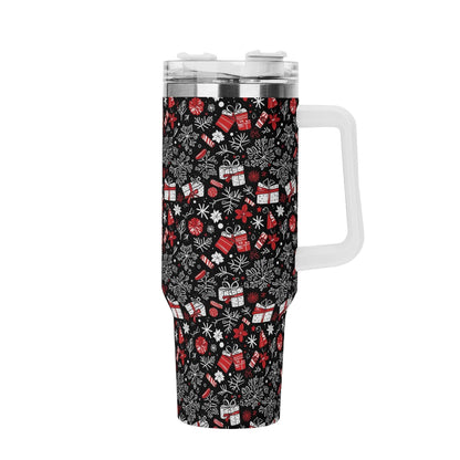 Christmas Gift 40oz Stainless Steel Tumbler Gift With White Handle and Straw - DeRose Seasonal