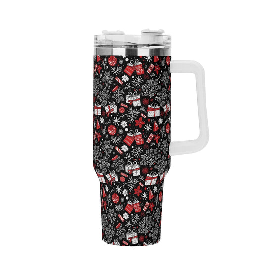 Christmas Gift 40oz Stainless Steel Tumbler Gift With White Handle and Straw - DeRose Seasonal