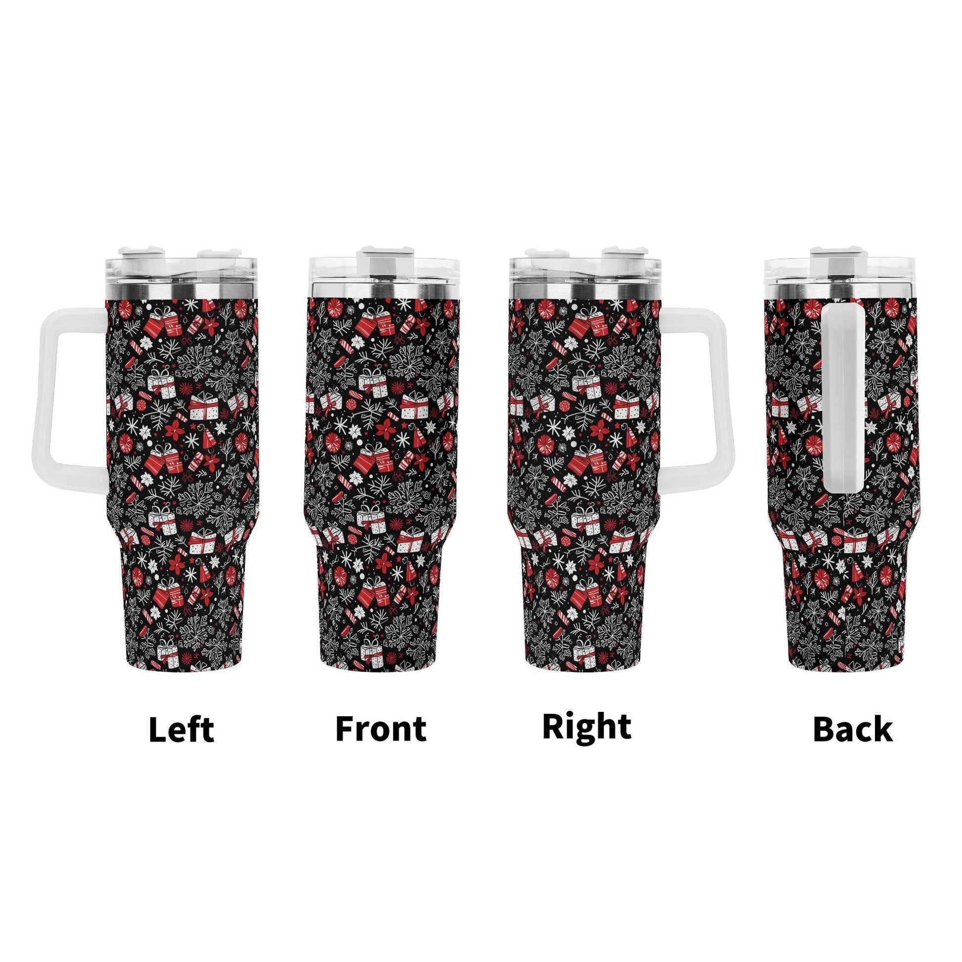 Christmas Gift 40oz Stainless Steel Tumbler Gift With White Handle and Straw - DeRose Seasonal