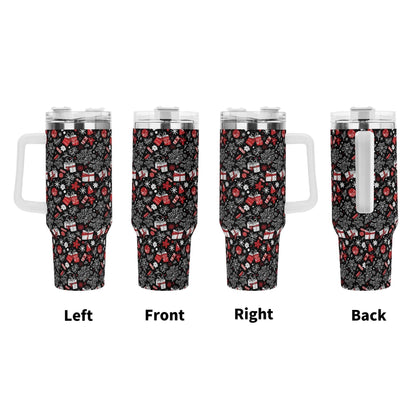 Christmas Gift 40oz Stainless Steel Tumbler Gift With White Handle and Straw - DeRose Seasonal