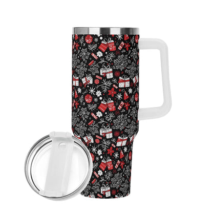 Christmas Gift 40oz Stainless Steel Tumbler Gift With White Handle and Straw - DeRose Seasonal