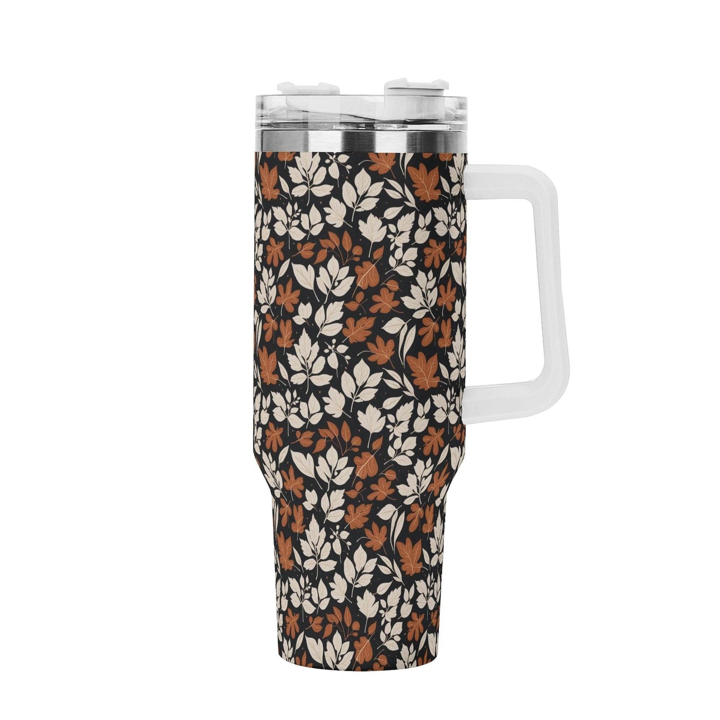 Dark Autumn 40oz Stainless Steel Tumbler Gift With White Handle and Straw - DeRose Seasonal