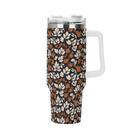 Dark Autumn 40oz Stainless Steel Tumbler Gift With White Handle and Straw - DeRose Seasonal