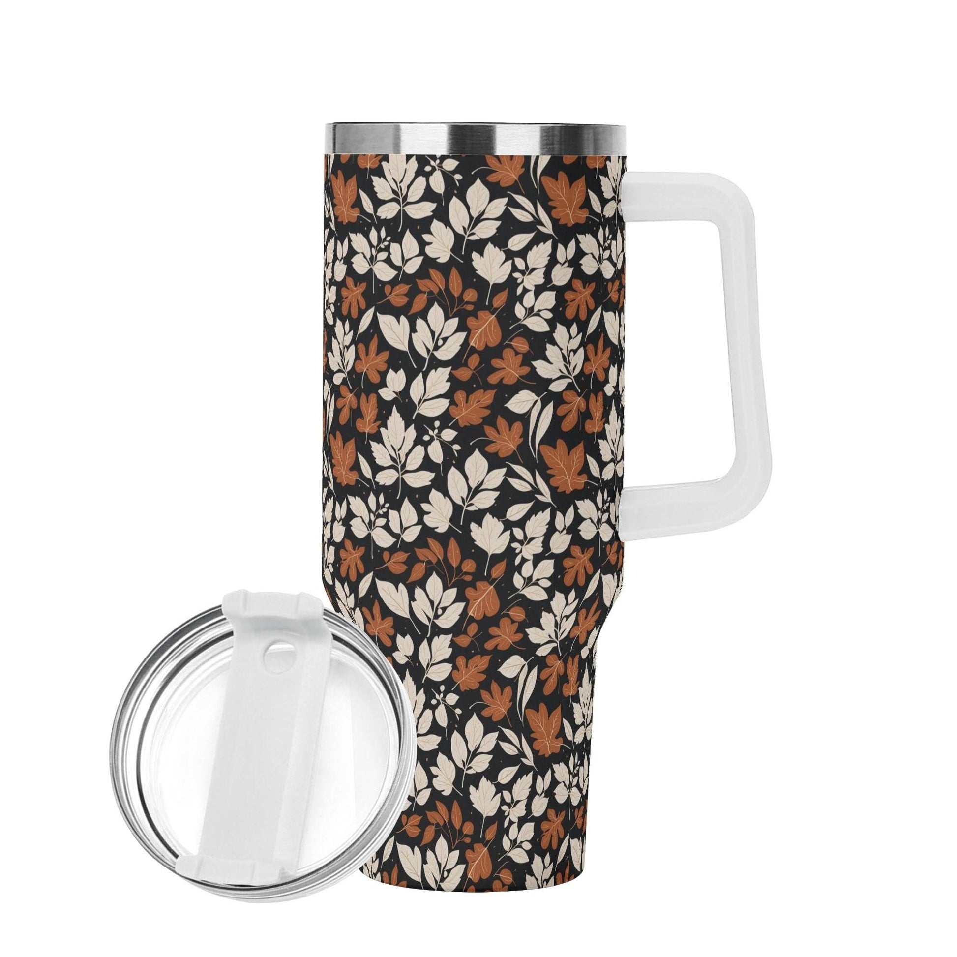 Dark Autumn 40oz Stainless Steel Tumbler Gift With White Handle and Straw - DeRose Seasonal