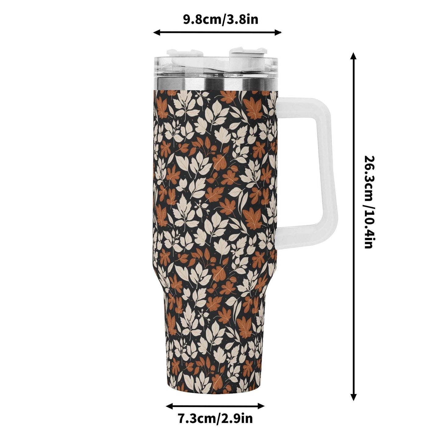Dark Autumn 40oz Stainless Steel Tumbler Gift With White Handle and Straw - DeRose Seasonal