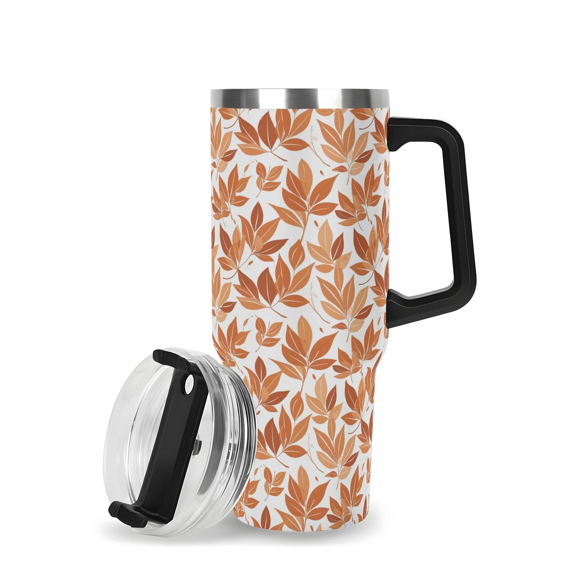 Autumn Leaves 40oz Stainless Steel Tumbler Gift With Black Handle and Straw - DeRose Seasonal