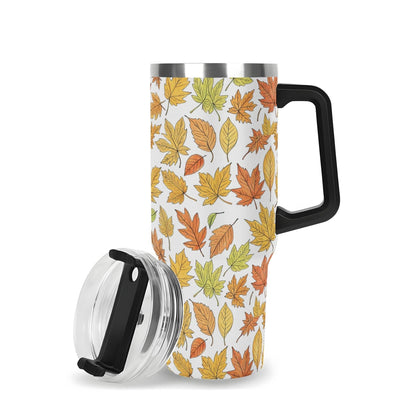 Autumn 40oz Stainless Steel Tumbler Gift With Black Handle and Straw - DeRose Seasonal