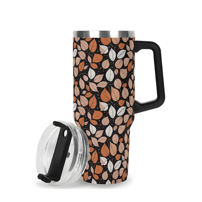 Dark Leaves 40oz Stainless Steel Tumbler Gift With Black Handle and Straw - DeRose Seasonal