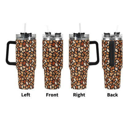 Red Leaves 40oz Stainless Steel Tumbler Gift With Black Handle and Straw - DeRose Seasonal