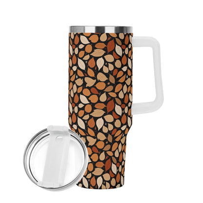 Red Leaves 40oz Stainless Steel Tumbler Gift With White Handle and Straw - DeRose Seasonal
