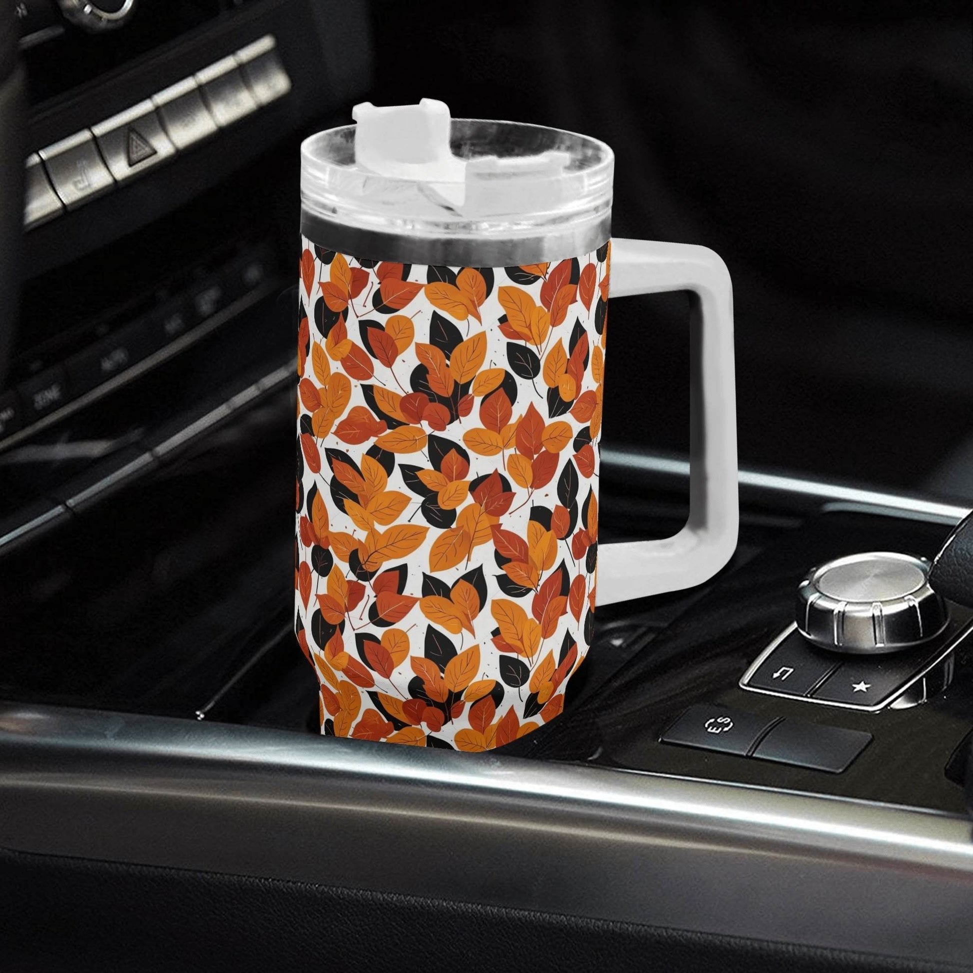 Red Autumn 40oz Stainless Steel Tumbler Gift With White Handle and Straw - DeRose Seasonal