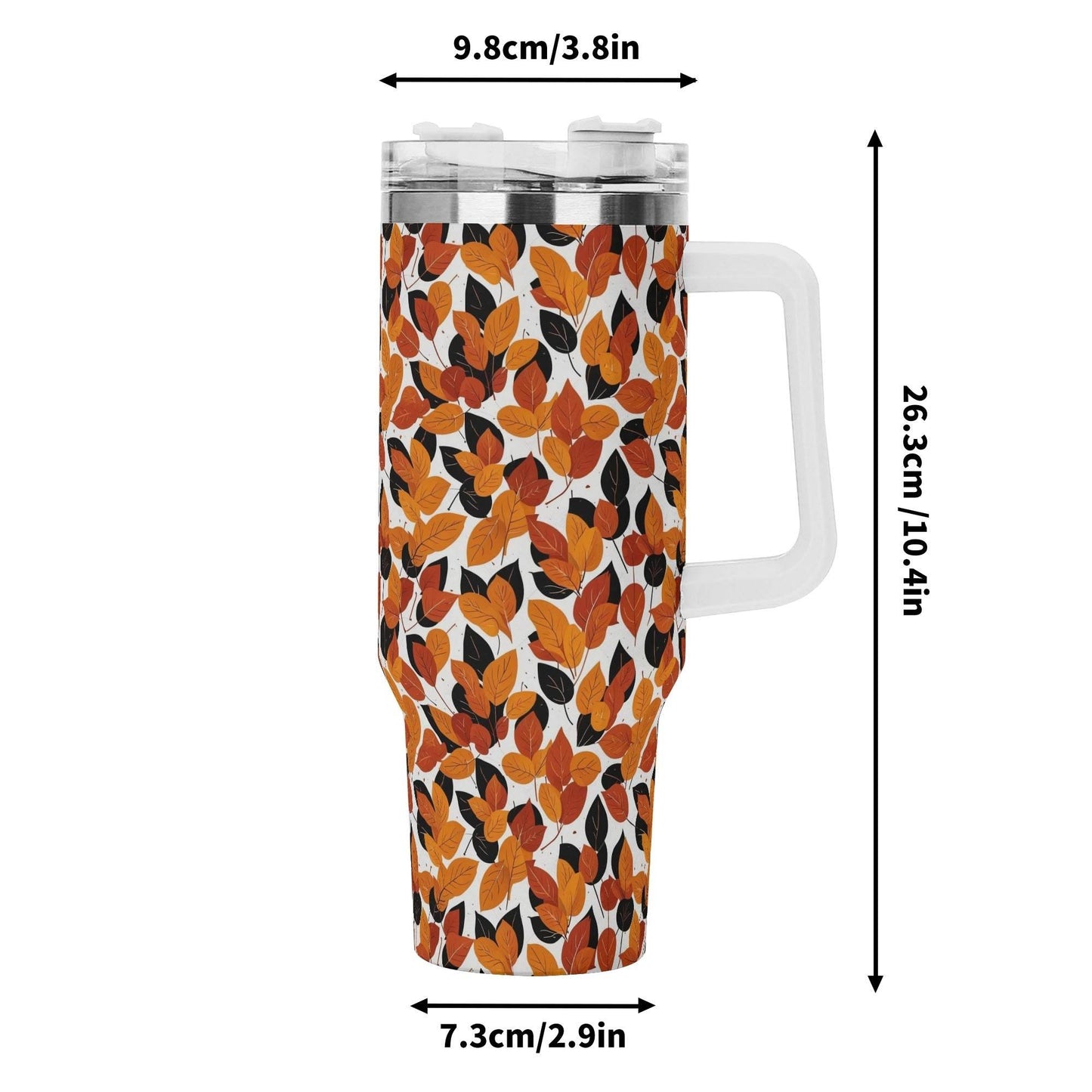 Red Autumn 40oz Stainless Steel Tumbler Gift With White Handle and Straw - DeRose Seasonal