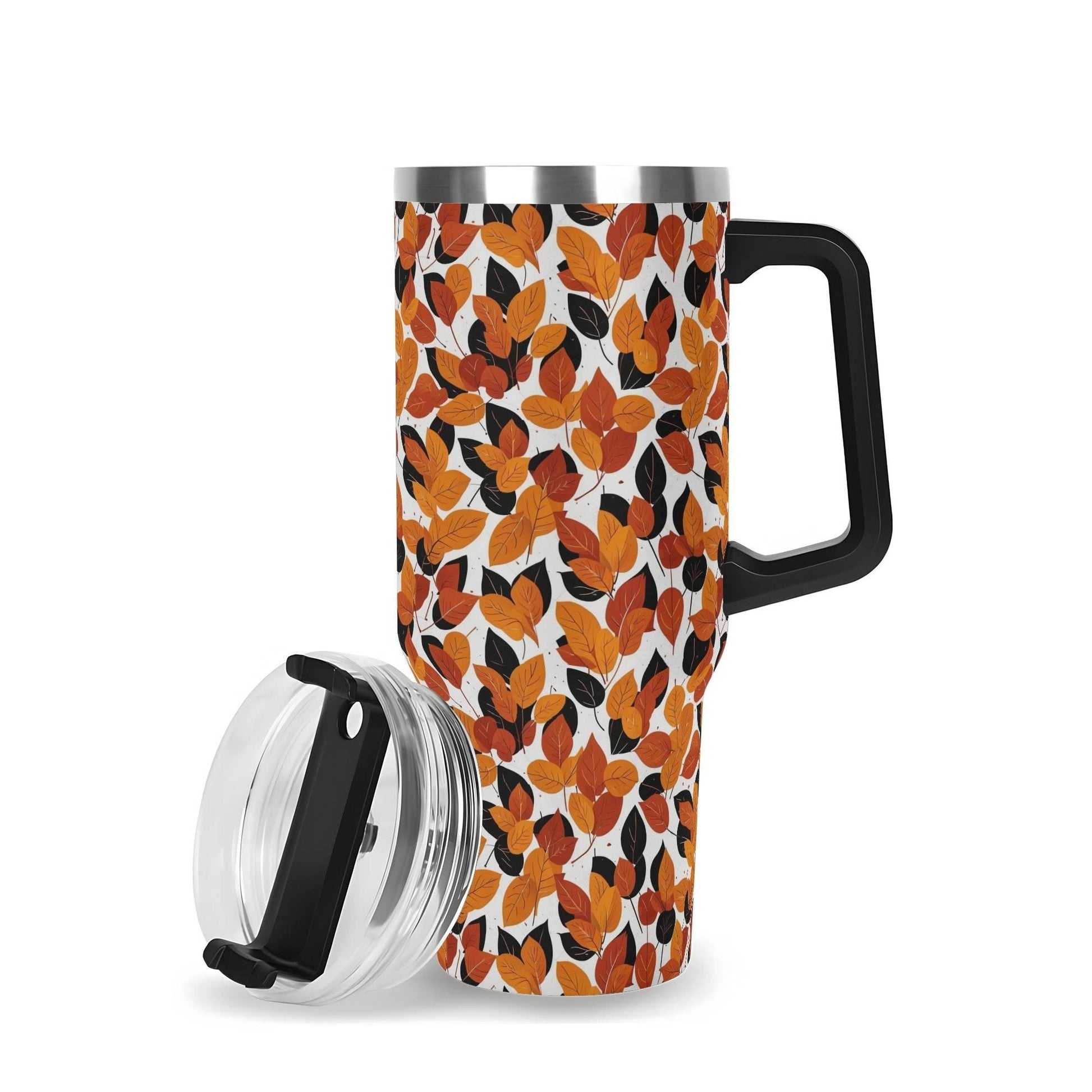 Red Autumn 40oz Stainless Steel Tumbler Gift With Black Handle and Straw - DeRose Seasonal