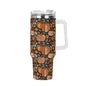 Pumpkin Fall 40oz Stainless Steel Tumbler Gift With White Handle and Straw - DeRose Seasonal