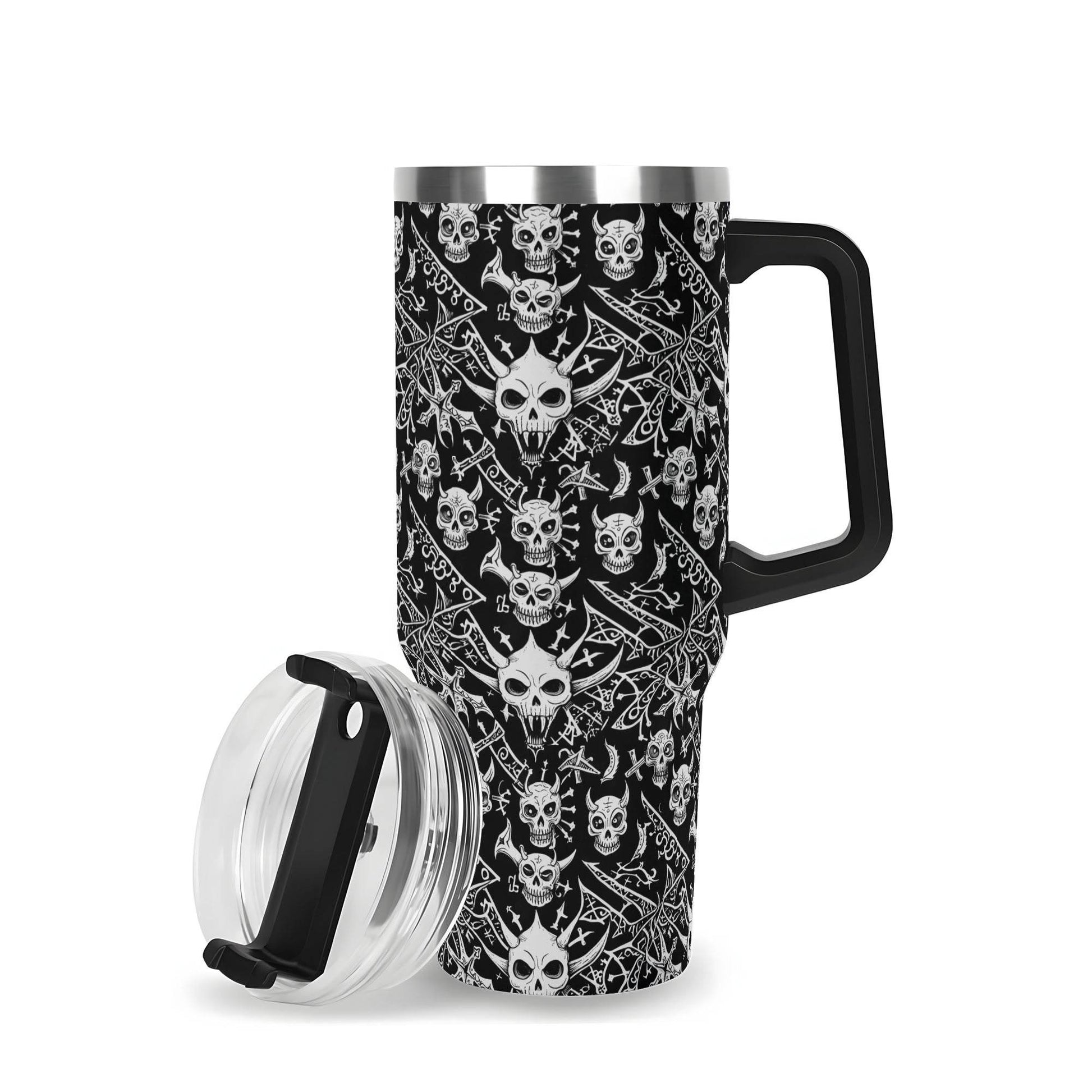 Little Devils 40oz Stainless Steel Tumbler Gift With Black Handle and Straw - DeRose Seasonal