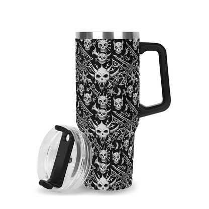 Little Devils 40oz Stainless Steel Tumbler Gift With Black Handle and Straw - DeRose Seasonal