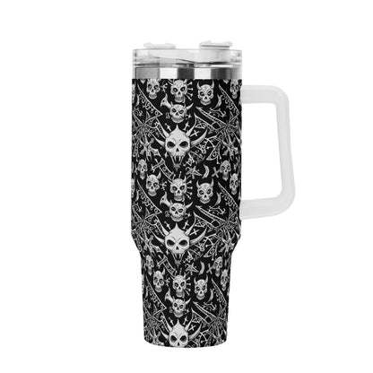 Little Devils 40oz Stainless Steel Tumbler Gift With White Handle and Straw - DeRose Seasonal