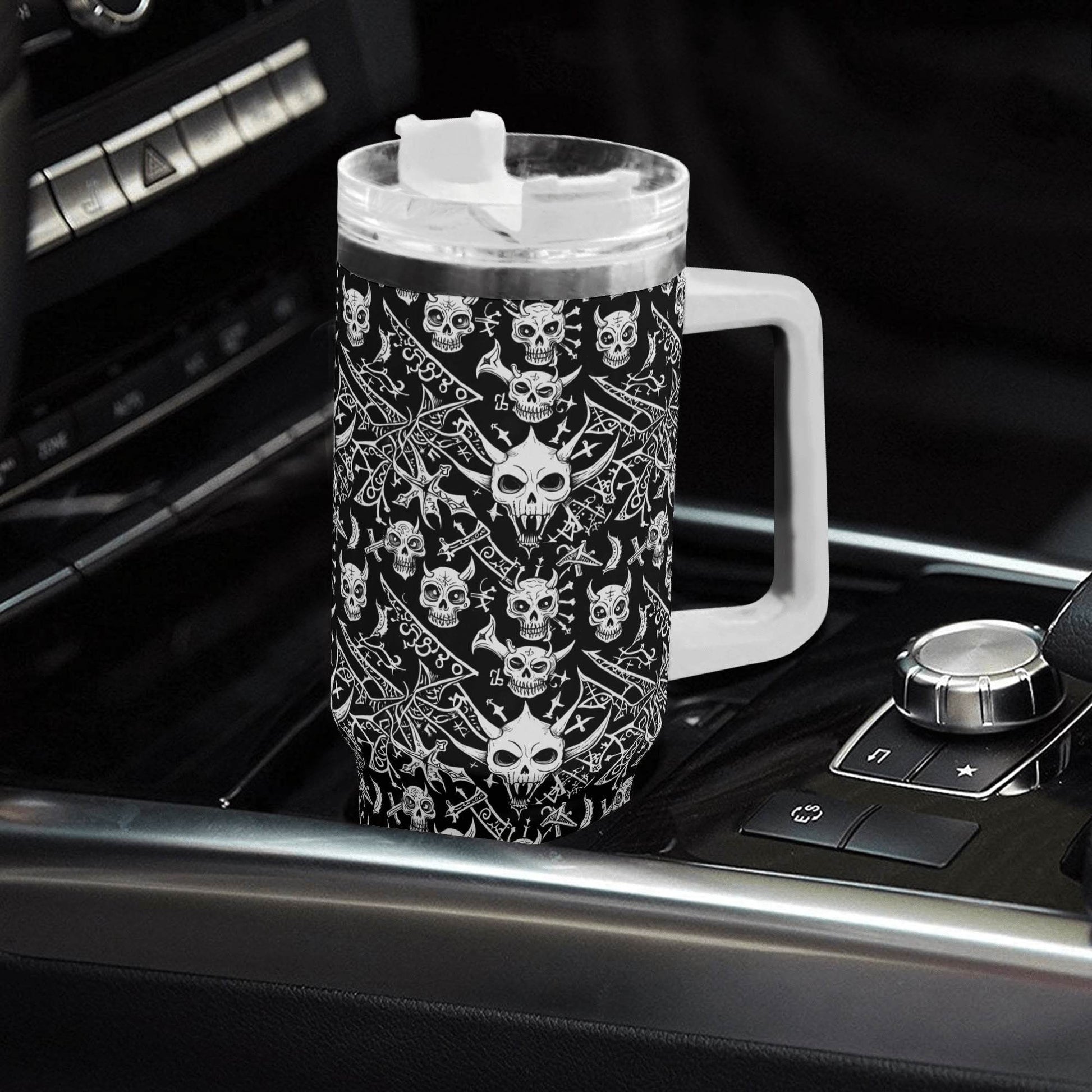 Little Devils 40oz Stainless Steel Tumbler Gift With White Handle and Straw - DeRose Seasonal