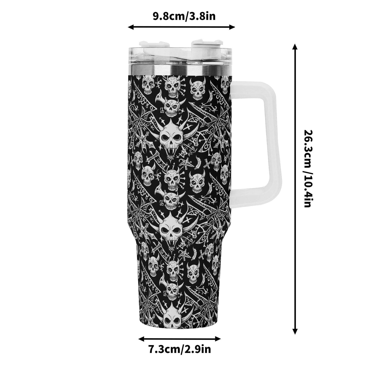 Little Devils 40oz Stainless Steel Tumbler Gift With White Handle and Straw - DeRose Seasonal