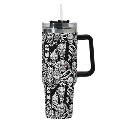 Demons 40oz Stainless Steel Tumbler Gift With Black Handle and Straw - DeRose Seasonal