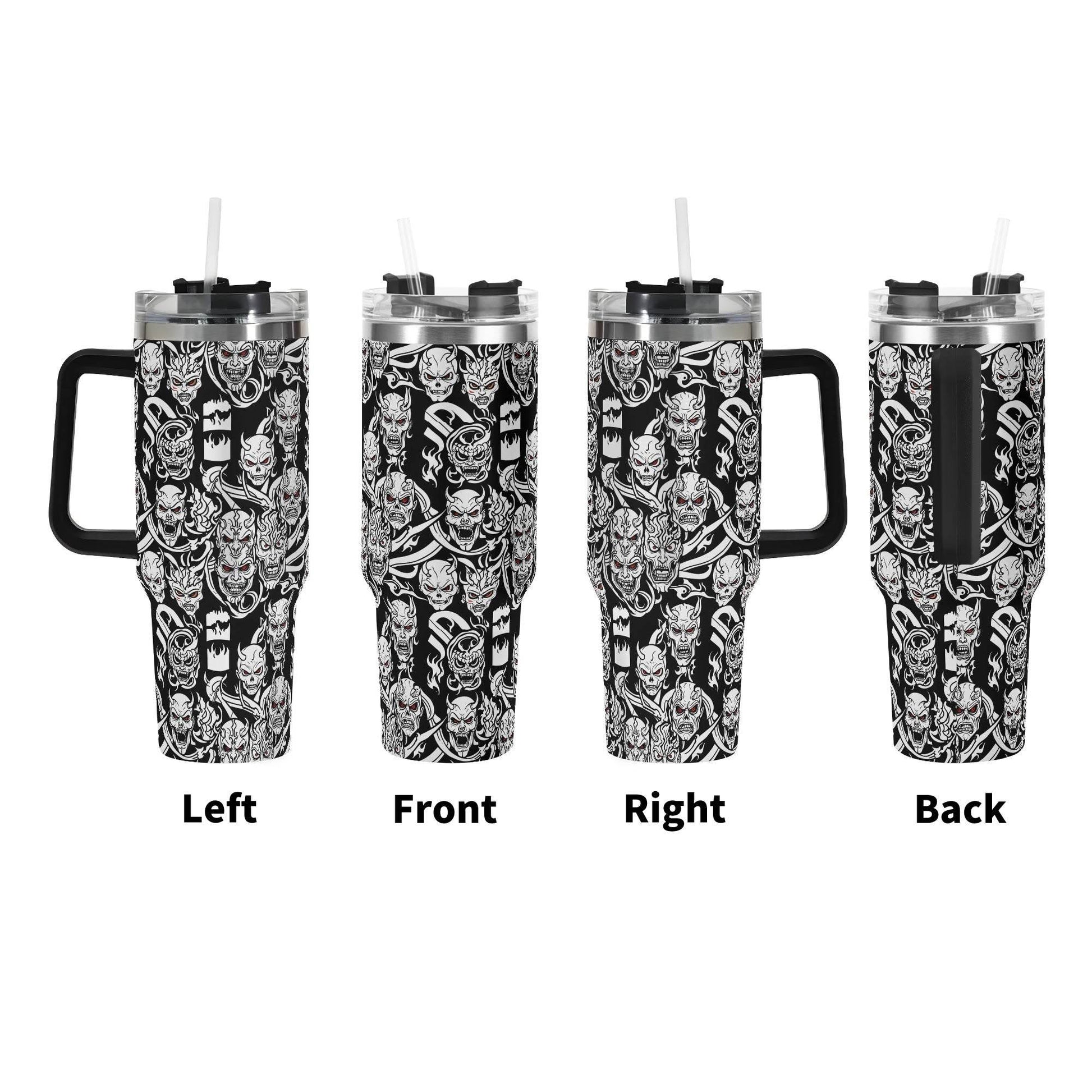 Demons 40oz Stainless Steel Tumbler Gift With Black Handle and Straw - DeRose Seasonal