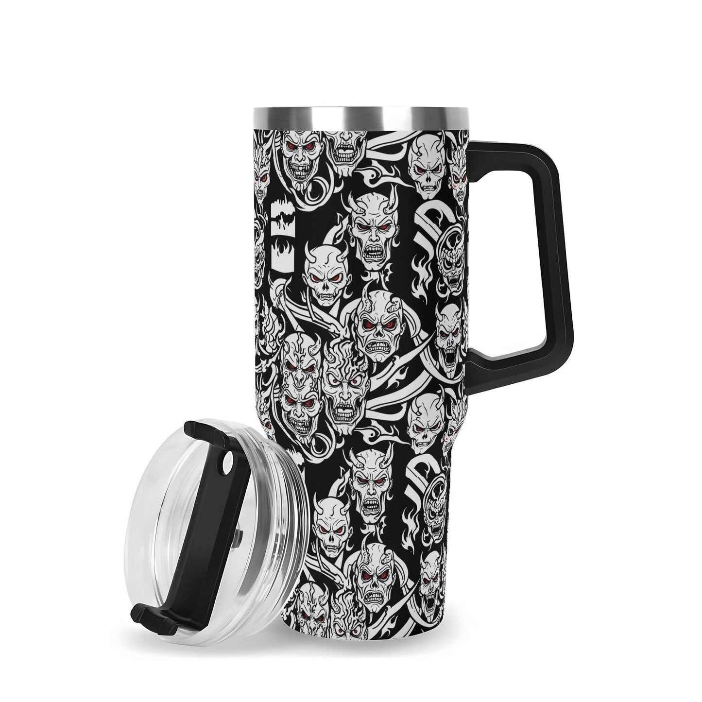 Demons 40oz Stainless Steel Tumbler Gift With Black Handle and Straw - DeRose Seasonal