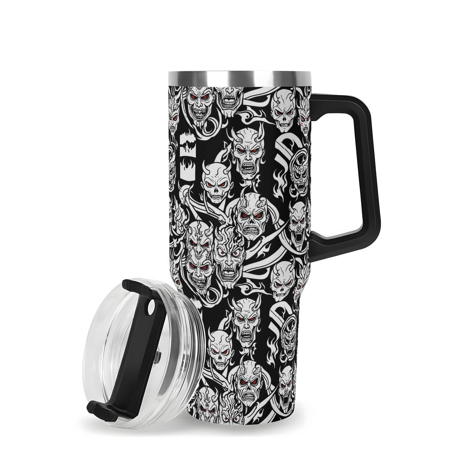 Demons 40oz Stainless Steel Tumbler Gift With Black Handle and Straw - DeRose Seasonal