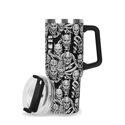 Demons 40oz Stainless Steel Tumbler Gift With Black Handle and Straw - DeRose Seasonal