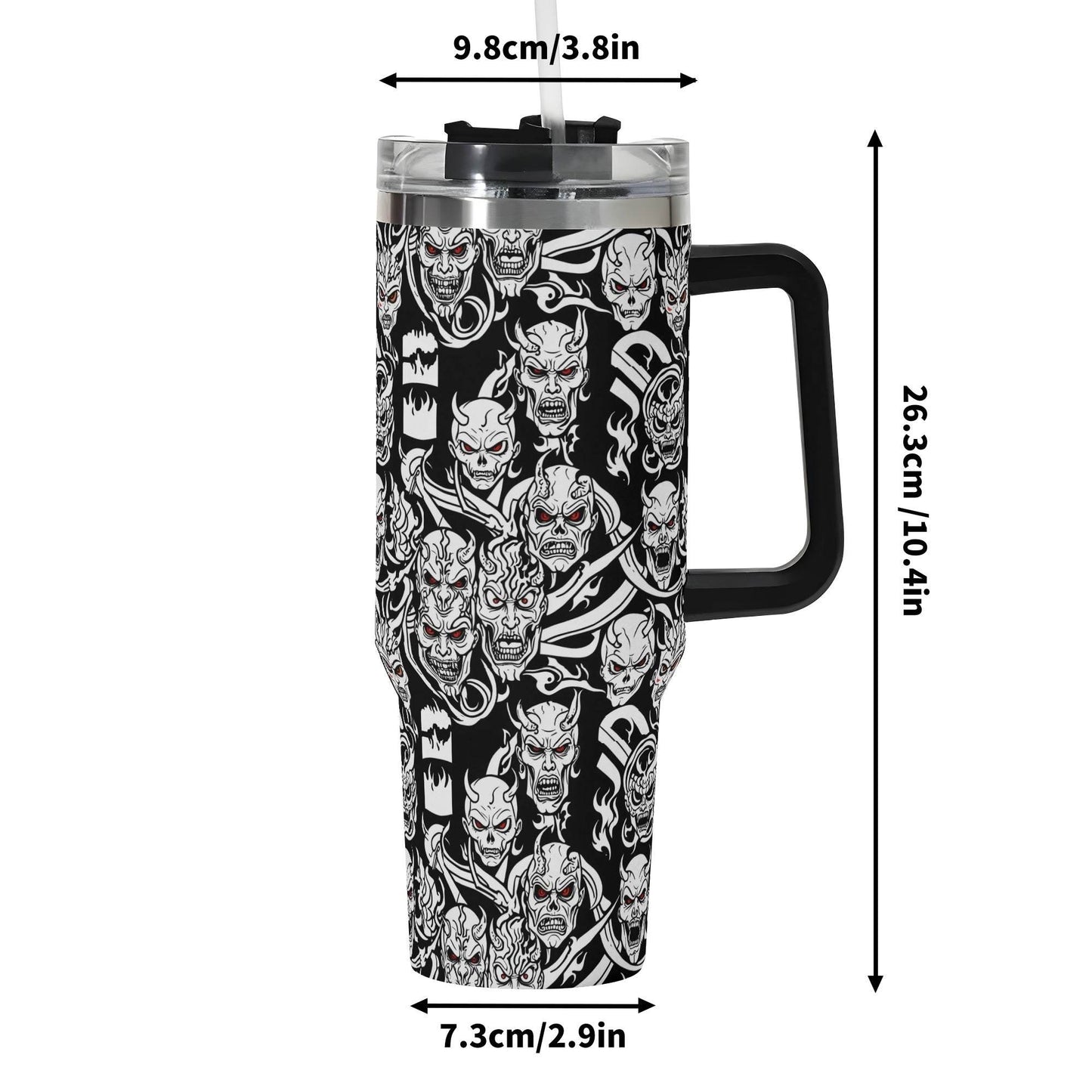 Demons 40oz Stainless Steel Tumbler Gift With Black Handle and Straw - DeRose Seasonal