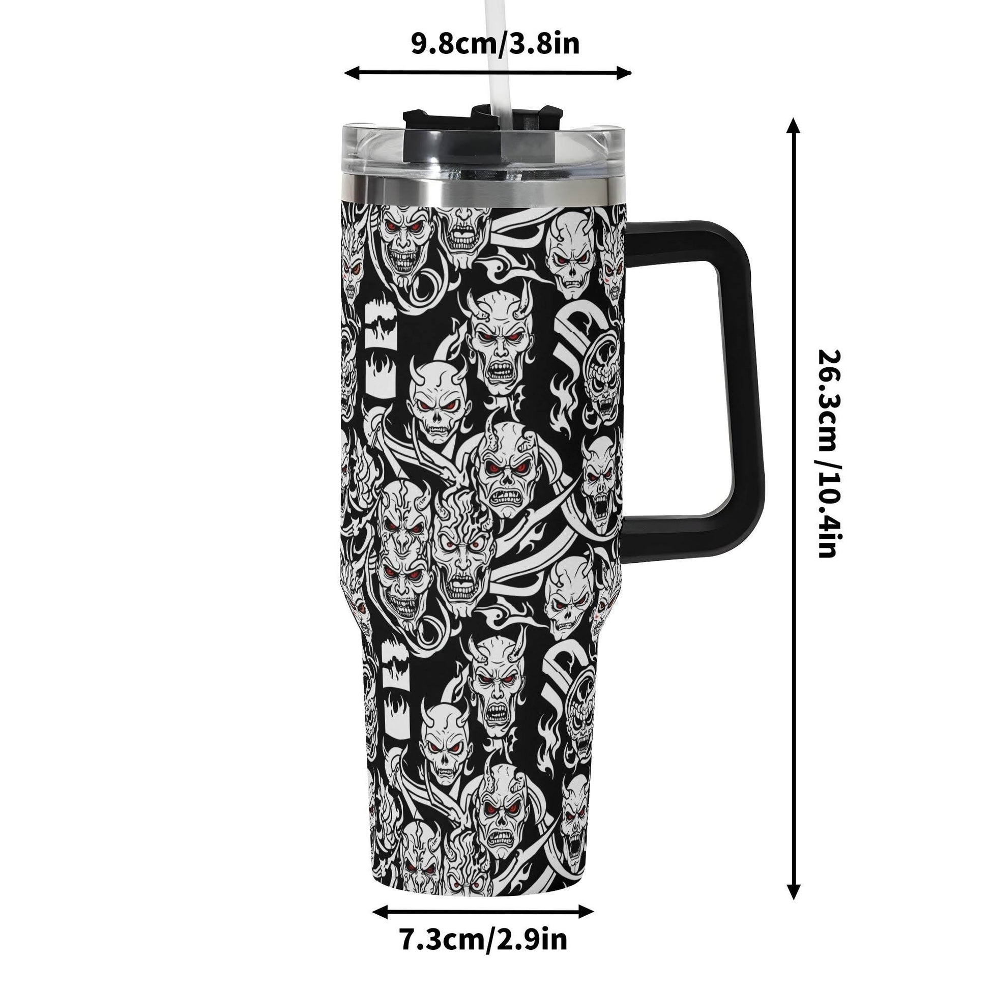 Demons 40oz Stainless Steel Tumbler Gift With Black Handle and Straw - DeRose Seasonal