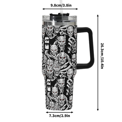 Demons 40oz Stainless Steel Tumbler Gift With Black Handle and Straw - DeRose Seasonal
