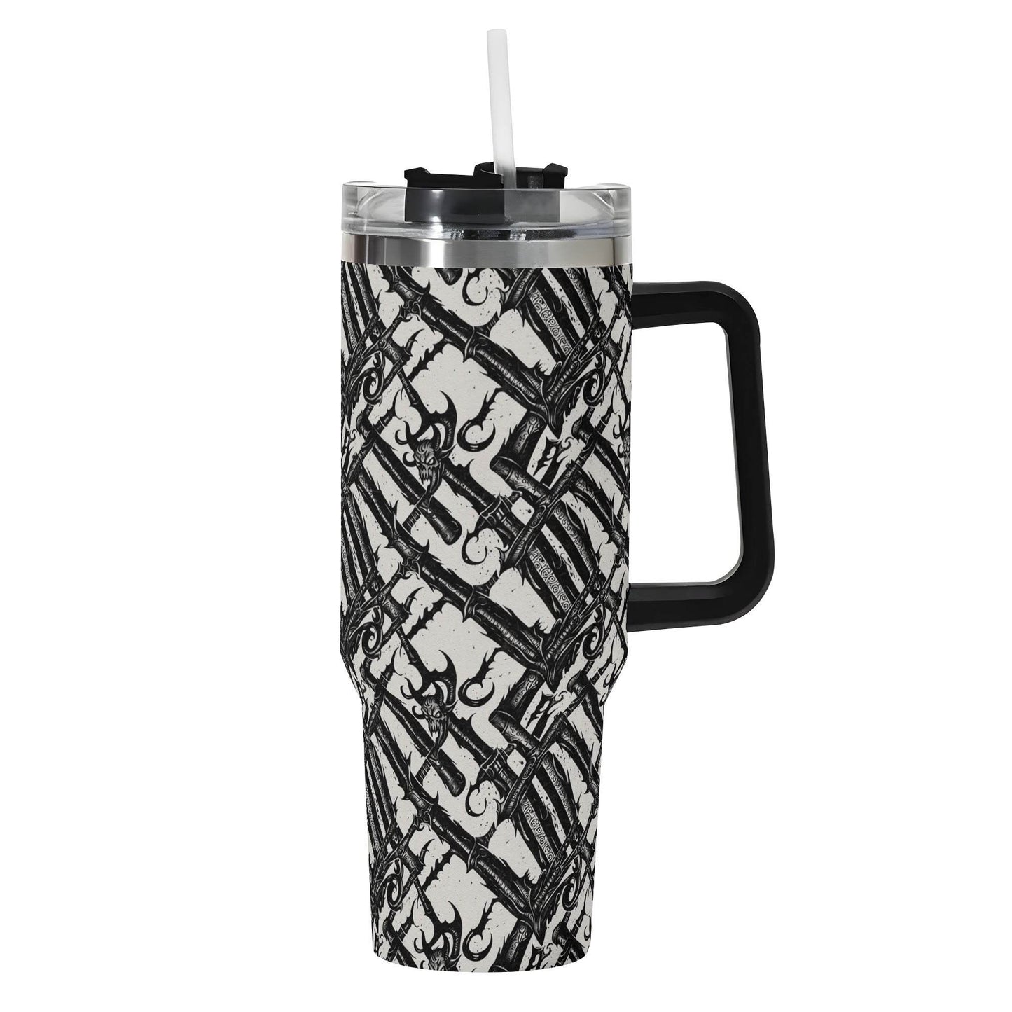 Devil Veins 40oz Stainless Steel Tumbler Gift With Black Handle and Straw - DeRose Seasonal