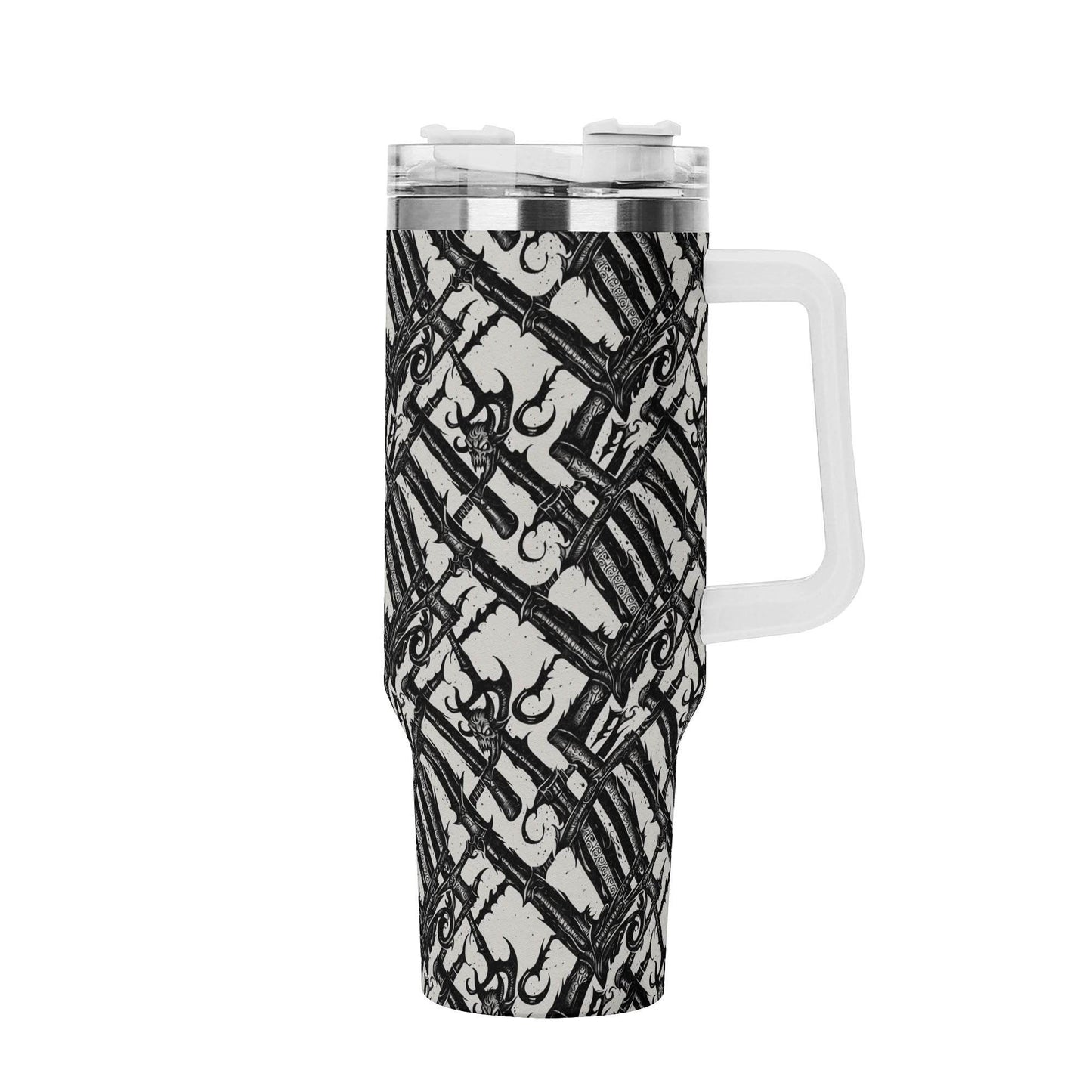 Devil Veins 40oz Stainless Steel Tumbler Gift With White Handle and Straw - DeRose Seasonal