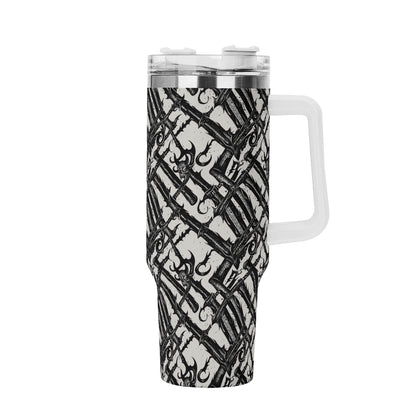 Devil Veins 40oz Stainless Steel Tumbler Gift With White Handle and Straw - DeRose Seasonal