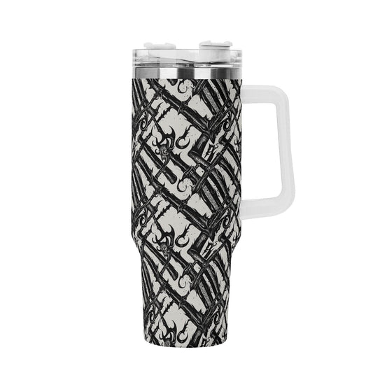 Devil Veins 40oz Stainless Steel Tumbler Gift With White Handle and Straw - DeRose Seasonal