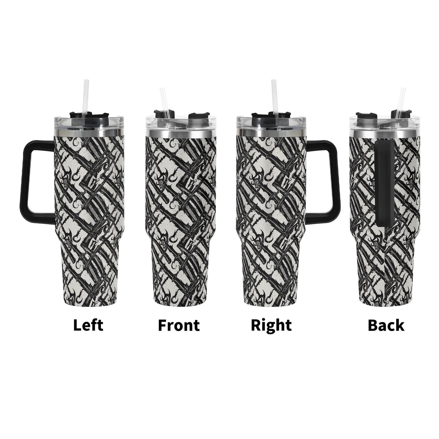 Devil Veins 40oz Stainless Steel Tumbler Gift With Black Handle and Straw - DeRose Seasonal