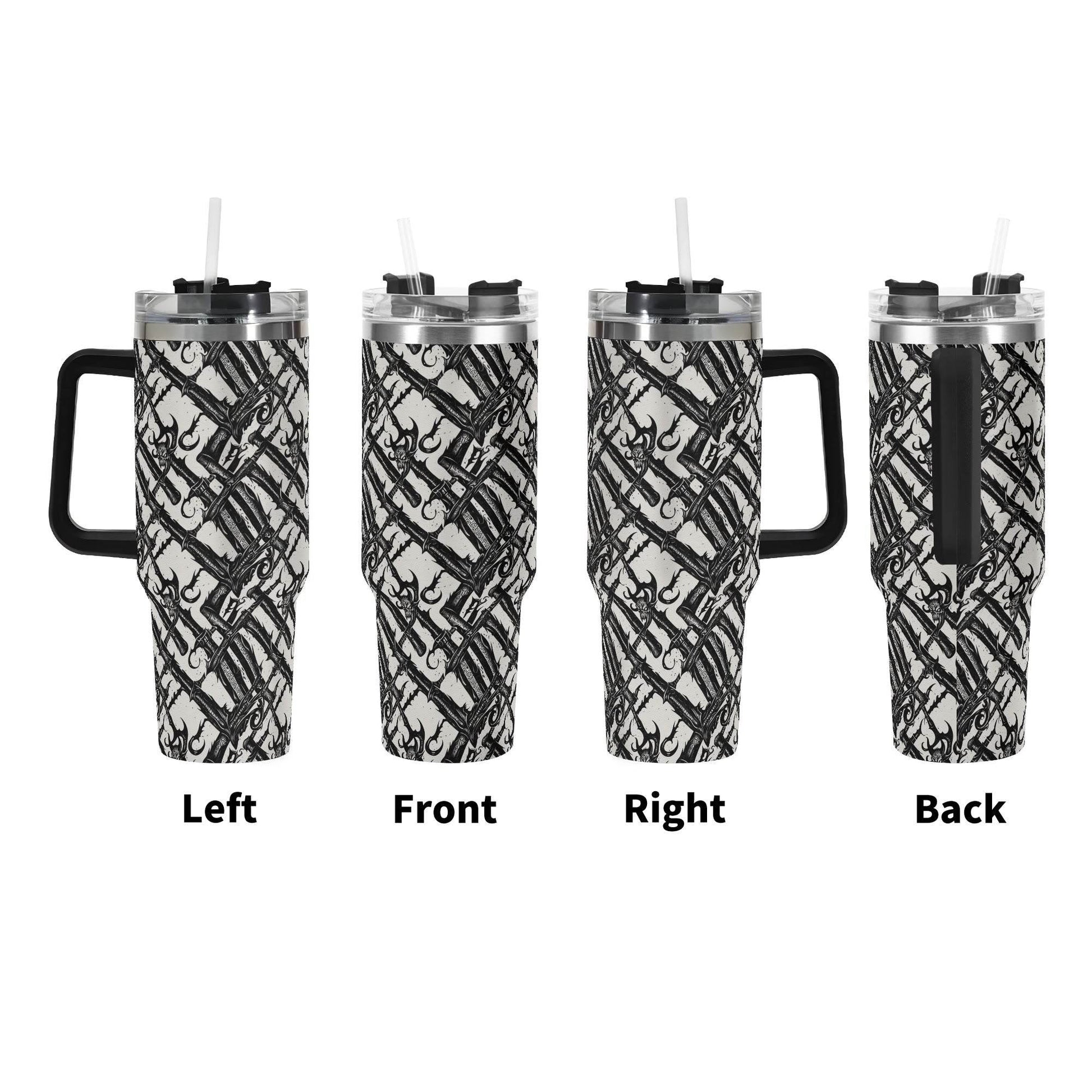 Devil Veins 40oz Stainless Steel Tumbler Gift With Black Handle and Straw - DeRose Seasonal