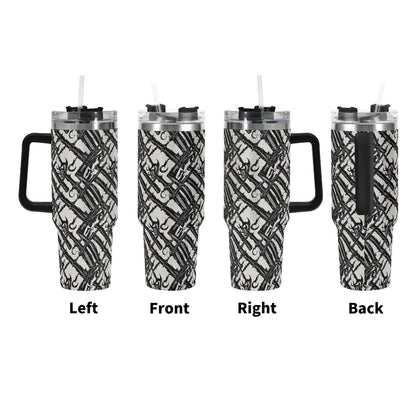 Devil Veins 40oz Stainless Steel Tumbler Gift With Black Handle and Straw - DeRose Seasonal